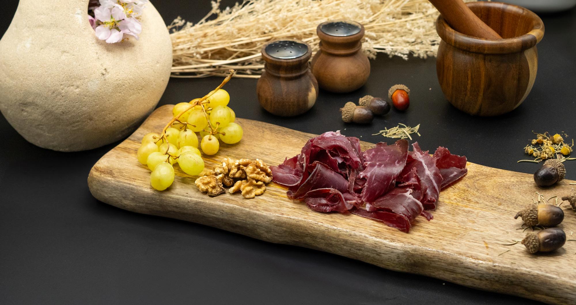 Close-up of crafted charcuterie and local produce